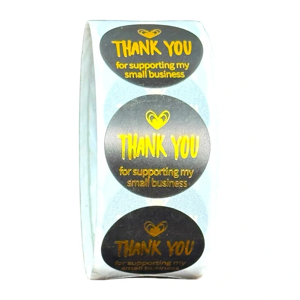 thank you for supporting my small business sticker | 1 in round pack gold